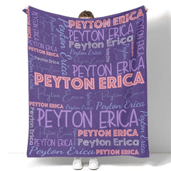 Lofaris Purple Pink Custom Name Type Setting Fleece Blanket