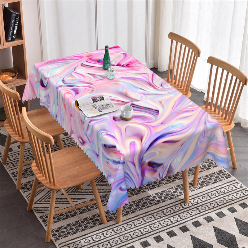 Lofaris Purple Pink Wave Artistical Rectangle Tablecloth