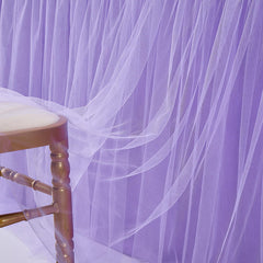 Lofaris Purple Rectangle Tulle Ruffle Banquet Table Skirt