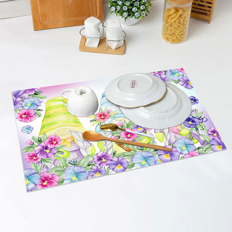 Lofaris Purple Red Blue Floral Dwarf Set Of 4 Placemats