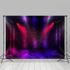 Lofaris Purple Red Fog Neon Light Brick Wall Stage Backdrop