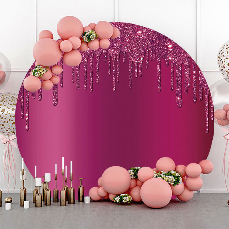 Lofaris Purple Red Solid Color Glitter Round Party Backdrop