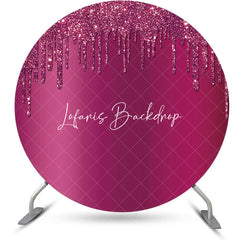 Lofaris Purple Red Solid Color Glitter Round Party Backdrop