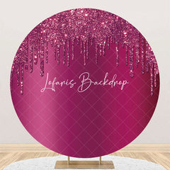 Lofaris Purple Red Solid Color Glitter Round Party Backdrop