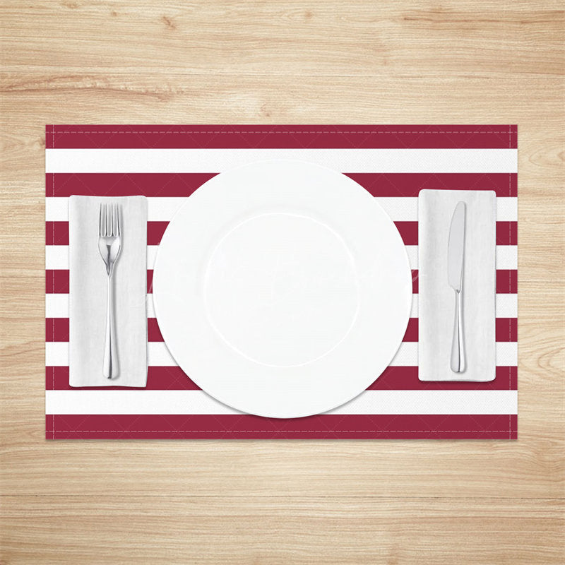 Lofaris Purple Red White Stripes Dining Set Of 4 Placemats