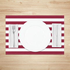 Lofaris Purple Red White Stripes Dining Set Of 4 Placemats