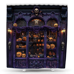 Lofaris Purple Showcase Pumpkins Halloween Shower Curtain