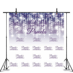 Lofaris Purple Silver Bokeh Custom 40th Birthday Backdrop