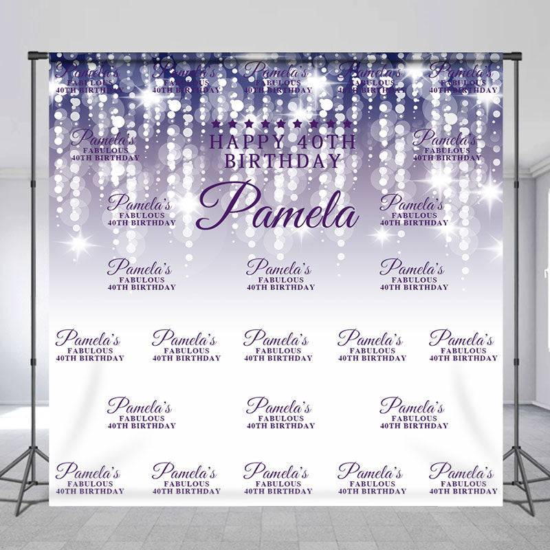 Lofaris Purple Silver Bokeh Custom 40th Birthday Backdrop