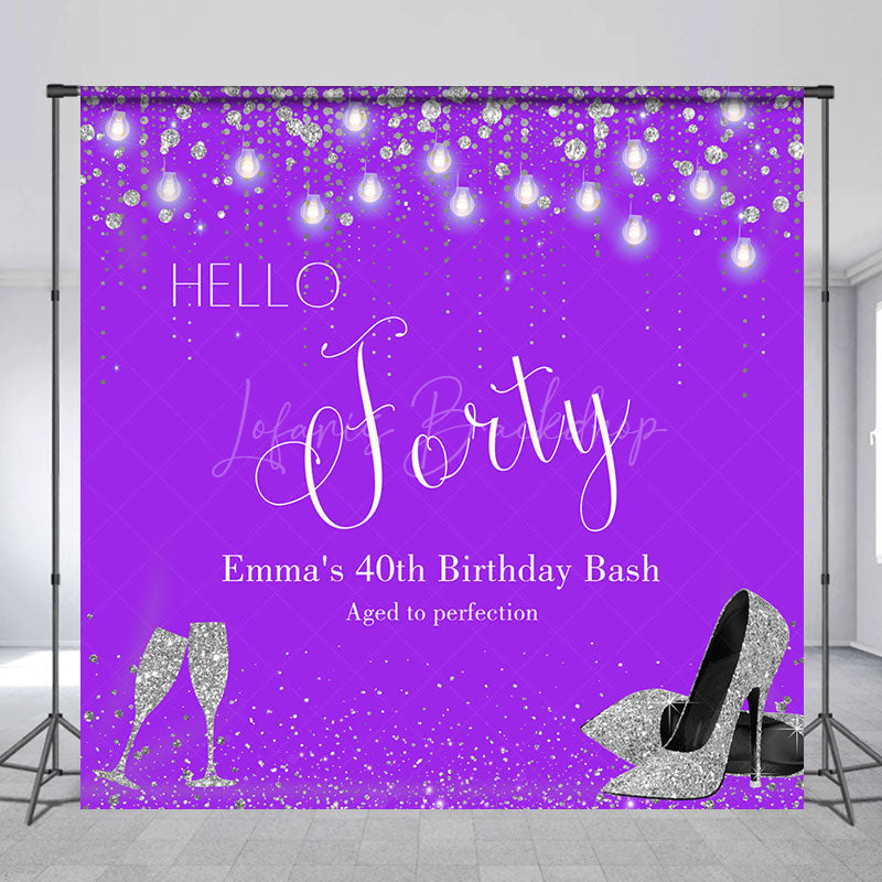 Lofaris Purple Silver Custom 40th Birthday Bash Backdrop