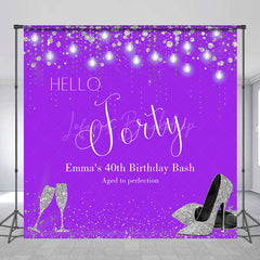 Lofaris Purple Silver Custom 40th Birthday Bash Backdrop