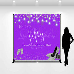 Lofaris Purple Silver Custom 50th Birthday Bash Backdrop