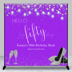 Lofaris Purple Silver Custom 50th Birthday Bash Backdrop