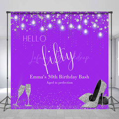 Lofaris Purple Silver Custom 50th Birthday Bash Backdrop