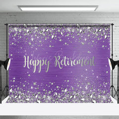 Lofaris Purple Silver Diamonds Happy Retirement Backdrop