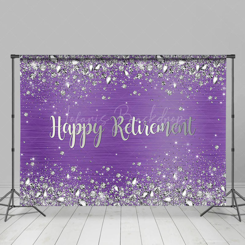 Lofaris Purple Silver Diamonds Happy Retirement Backdrop