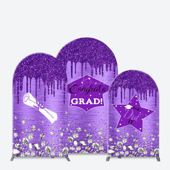 Lofaris Purple Silver Glitter Graduation Party Arch Backdrop