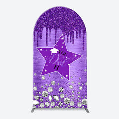 Lofaris Purple Silver Glitter Graduation Party Arch Backdrop