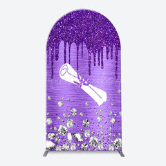 Lofaris Purple Silver Glitter Graduation Party Arch Backdrop