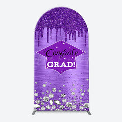 Lofaris Purple Silver Glitter Graduation Party Arch Backdrop