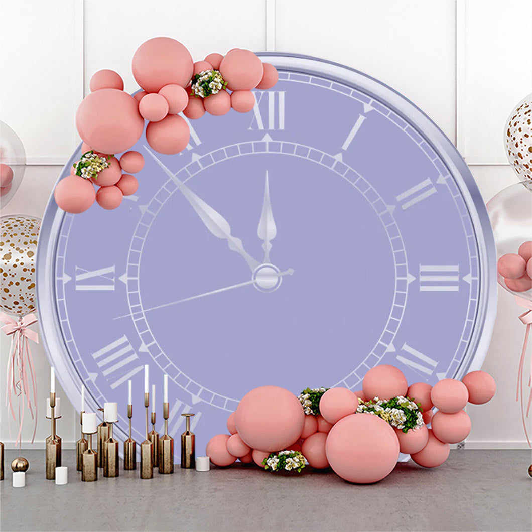 Lofaris Purple Silver Laeacco Clock Round Birthday Backdrop