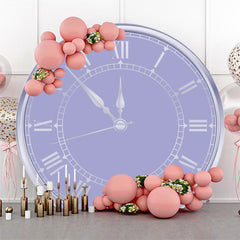 Lofaris Purple Silver Laeacco Clock Round Birthday Backdrop