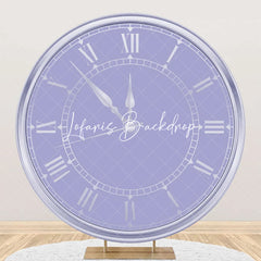 Lofaris Purple Silver Laeacco Clock Round Birthday Backdrop