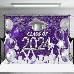 Lofaris Purple Silver Sparkle Balloon Graduation Backdrop