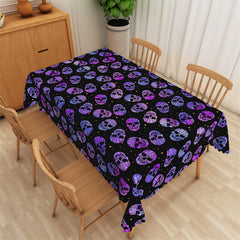 Lofaris Purple Skull Patterns Black Halloween Tablecloth