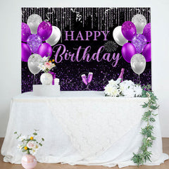 Lofaris Purple Sliver Glitter Balloon Gift Birthday Backdrop