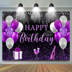 Lofaris Purple Sliver Glitter Balloon Gift Birthday Backdrop