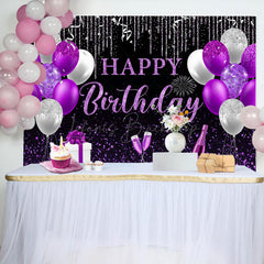 Lofaris Purple Sliver Glitter Balloon Gift Birthday Backdrop