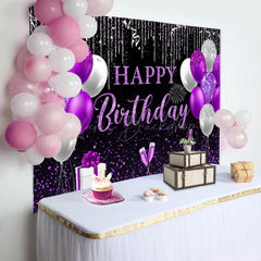 Lofaris Purple Sliver Glitter Balloon Gift Birthday Backdrop