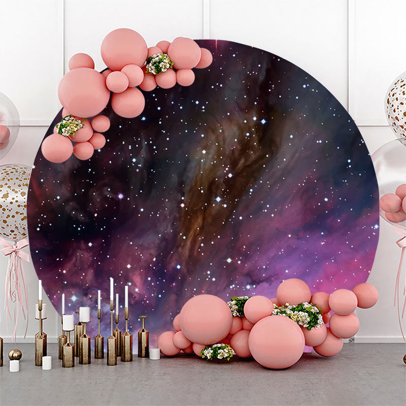 Lofaris Purple Space Abstract Texture Round Birthday Backdrop