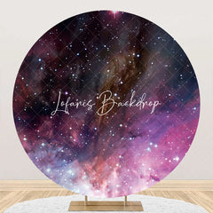 Lofaris Purple Space Abstract Texture Round Birthday Backdrop