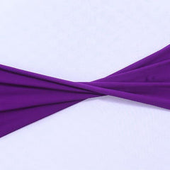 Lofaris Purple Spandex Elastic Slider Banquet Chair Sashes Bow