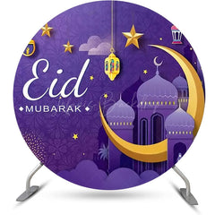 Lofaris Purple Starry Sky Palace Moon Eid Mubarak Backdrop