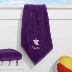 Lofaris Purple Tasty Fruits Embroidered Holiday Beach Towel