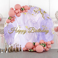 Lofaris Purple Texture Gold Glitter Round Birthday Backdrop