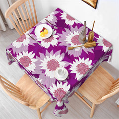 Lofaris Purple White Floral Step And Repeat Decor Tablecloth