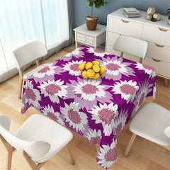 Lofaris Purple White Floral Step And Repeat Decor Tablecloth