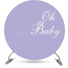 Lofaris Purple White Oh Baby Round Gender Reveal Backdrop