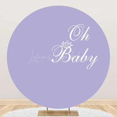 Lofaris Purple White Oh Baby Round Gender Reveal Backdrop