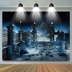 Lofaris Quiet Night Graveyard Gate Tombstone Halloween Backdrop