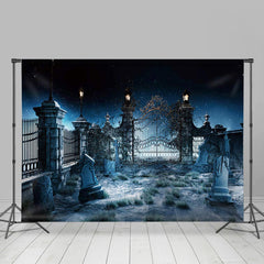 Lofaris Quiet Night Graveyard Gate Tombstone Halloween Backdrop