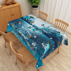 Lofaris Quiet Night Moon Butterflies Blue Lake Tablecloth