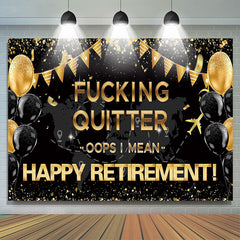 Lofaris Quitter Gold Sparkling Black Retirement Party Backdrop