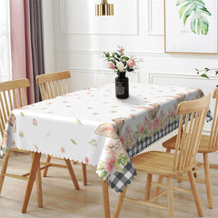 Lofaris Rabbit Ears Floral Pattern White Kitchen Tablecloth