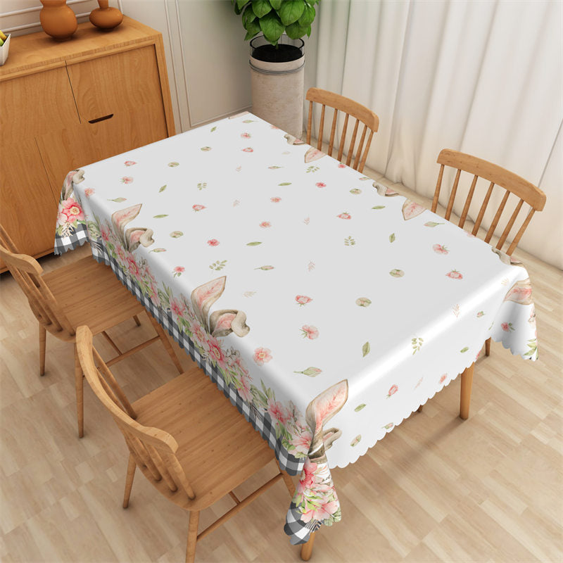 Lofaris Rabbit Ears Floral Pattern White Kitchen Tablecloth