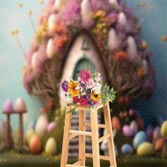 Lofaris Rabbit Egg Cute House Easter Backdrop For Photograph